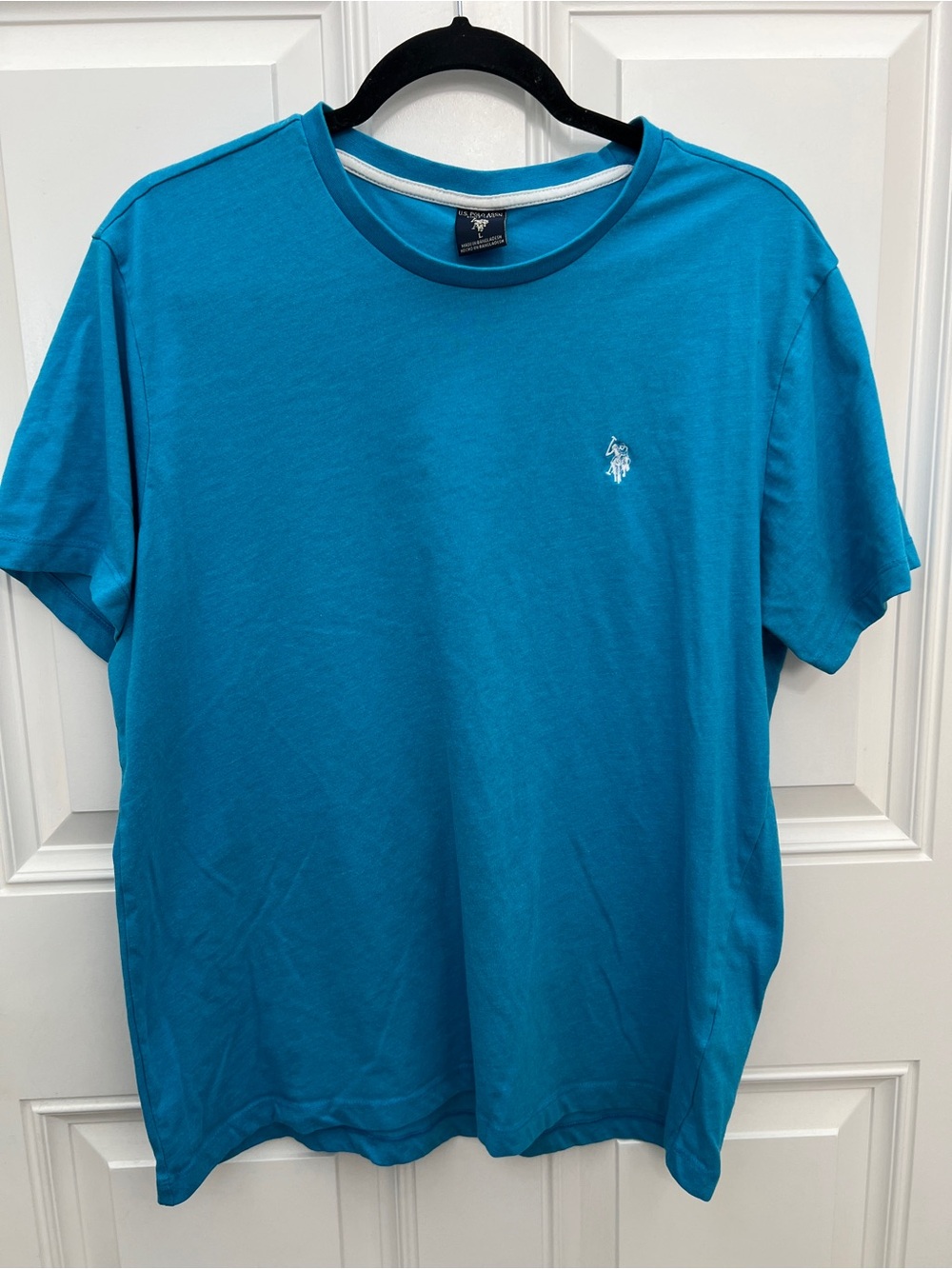 U.S. Polo Assn Mens Turquoise Blue Short Sleeve Crewneck Logo T-Shirt Large